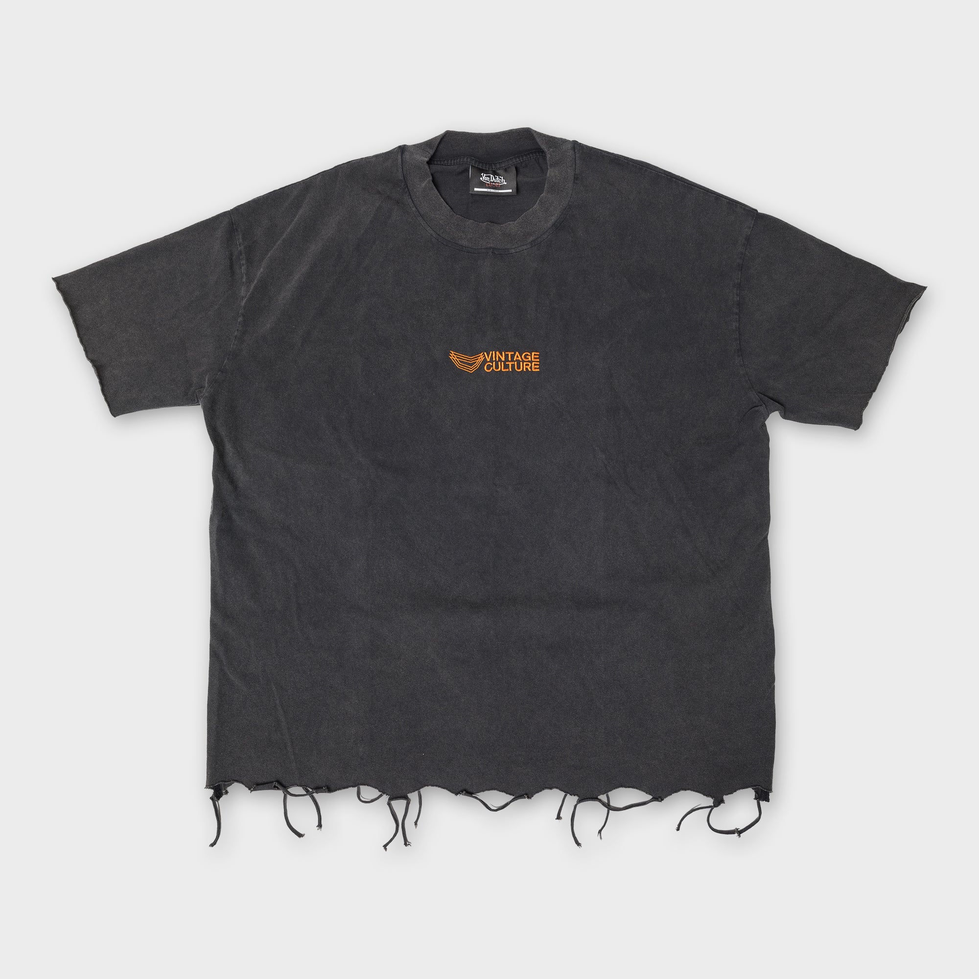VINTAGE CULTURE X VON DUTCH LOVES DISTRESSED BLACK & ORANGE T-SHIRT