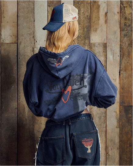 ZIP-UP FACE HOODIE (OVERSIZE NAVY)