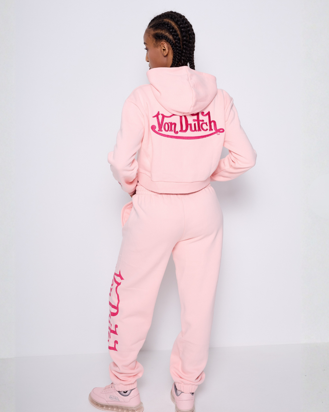 Von Dutch Logo CUFFED JOGGER BABY PINK