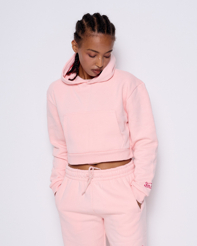 CROPPED BABY PINK HOODIE