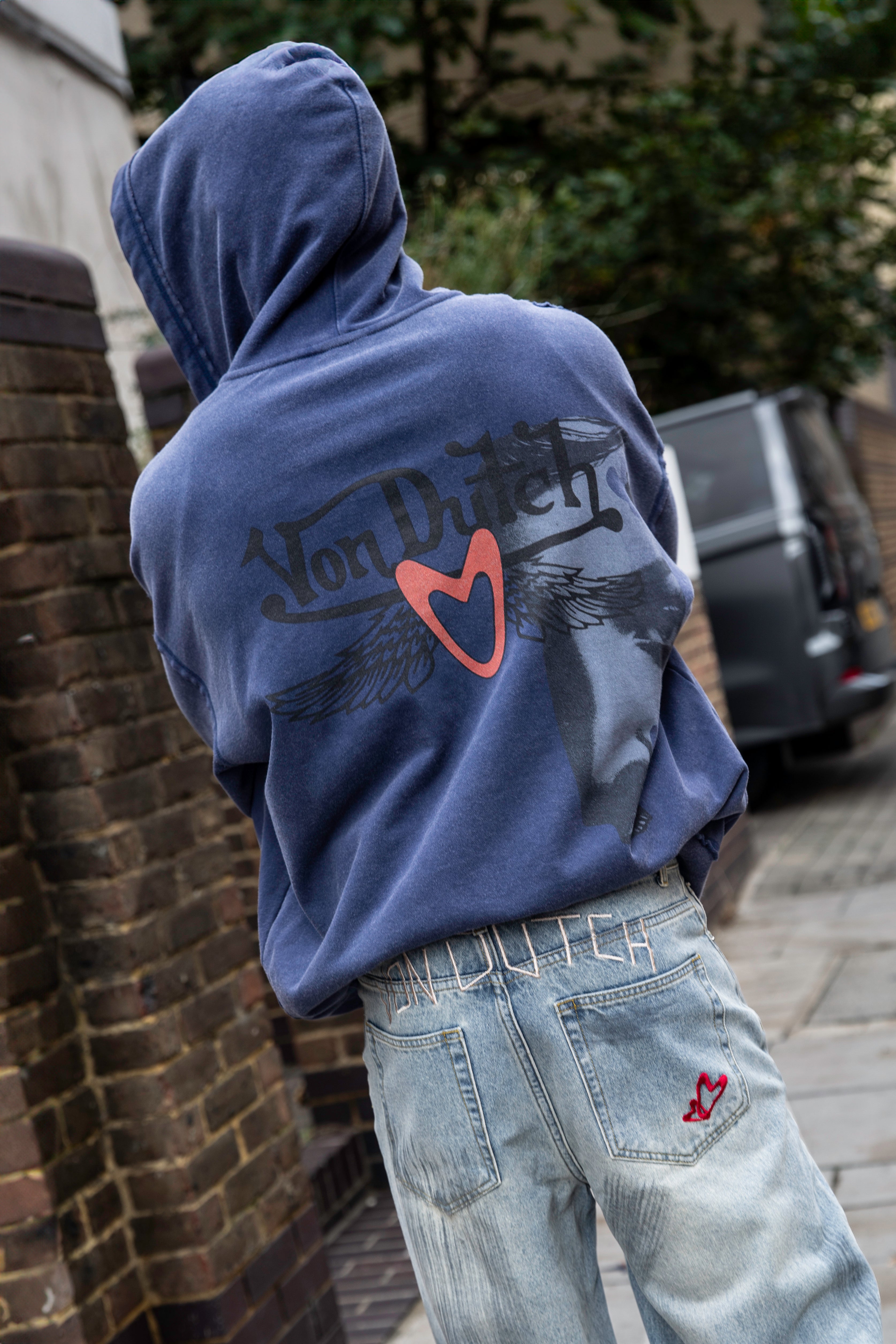 ZIP-UP FACE HOODIE (OVERSIZE NAVY)