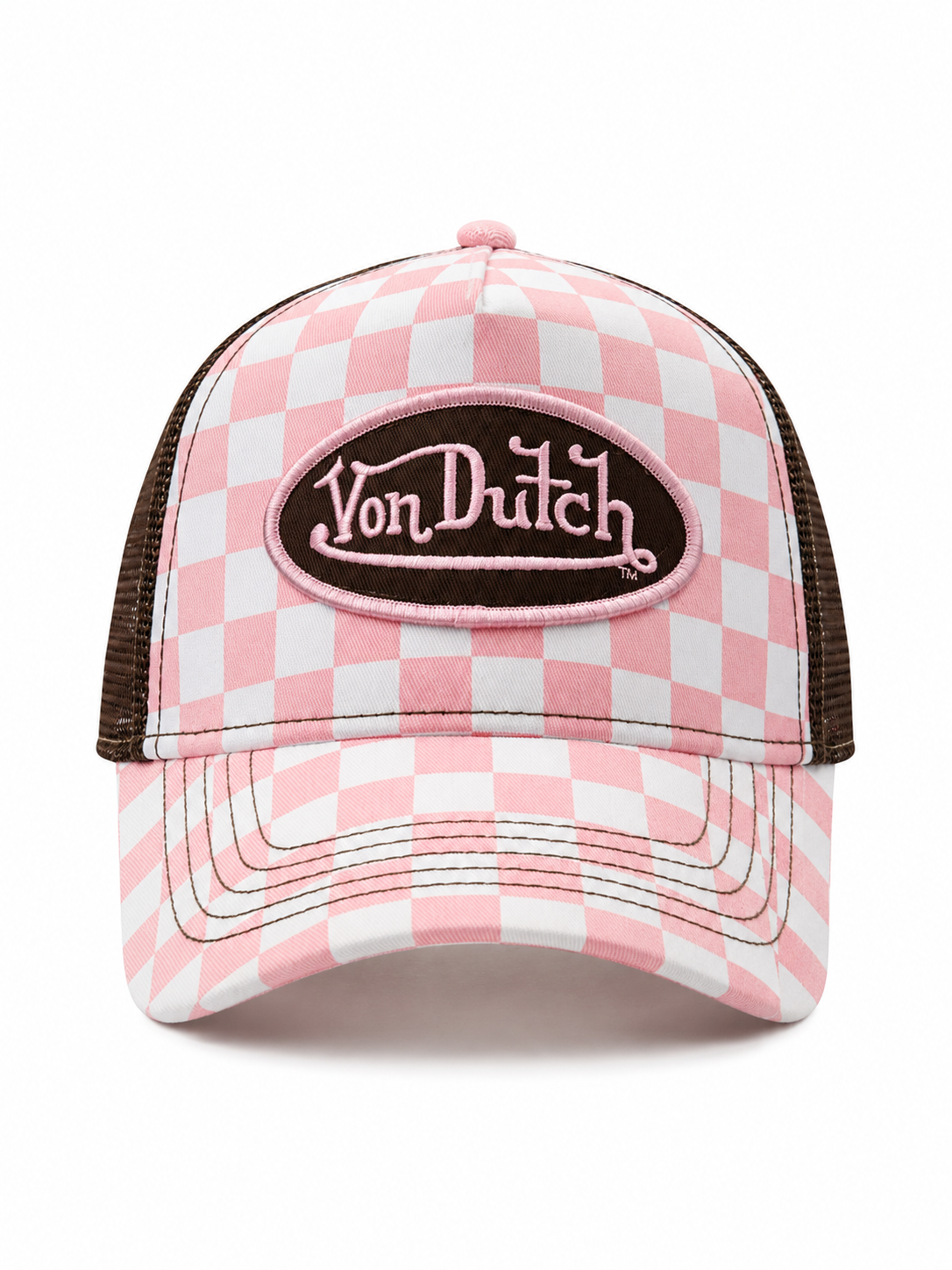 Von Dutch PINK CHECKERED TRUCKER HAT