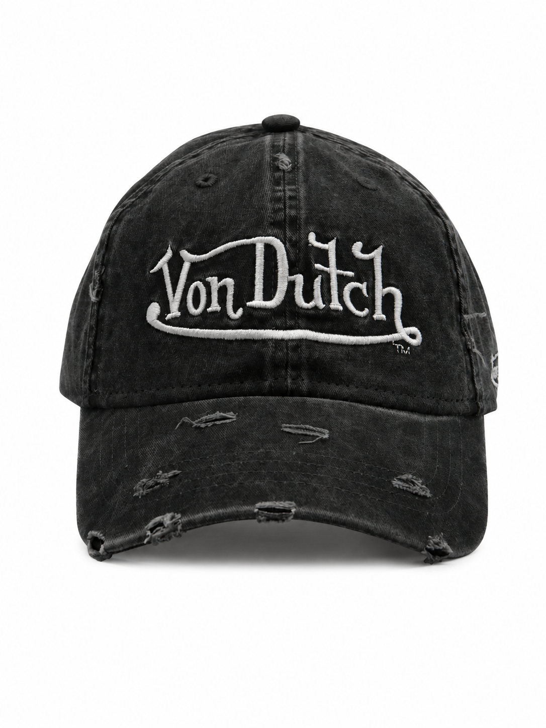 VON DUCH LOGO DISTRESSED BLACK DAD HAT