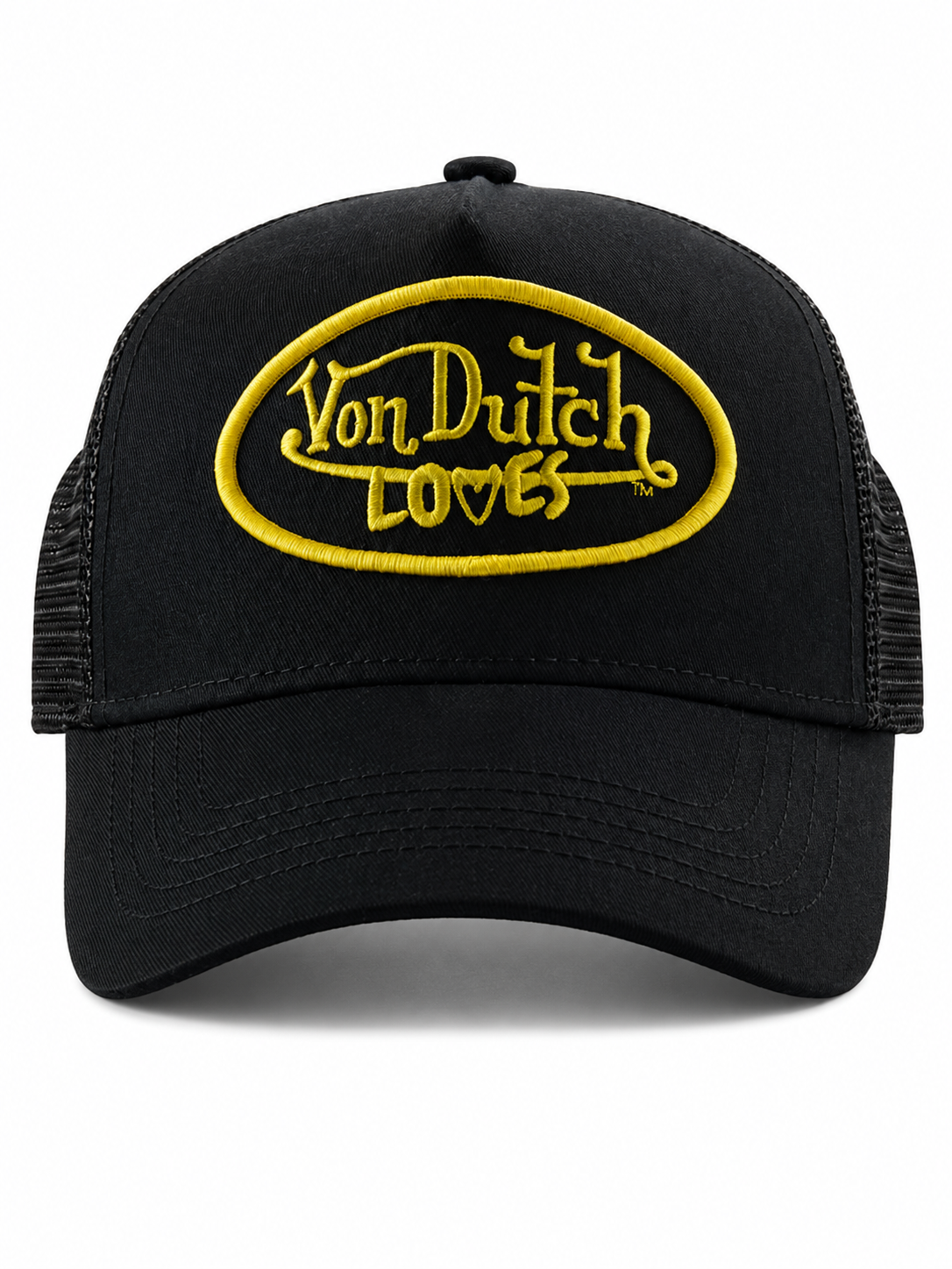 VON DUTCH LOVES YELLOW & BLACK Snapback Trucker Hat