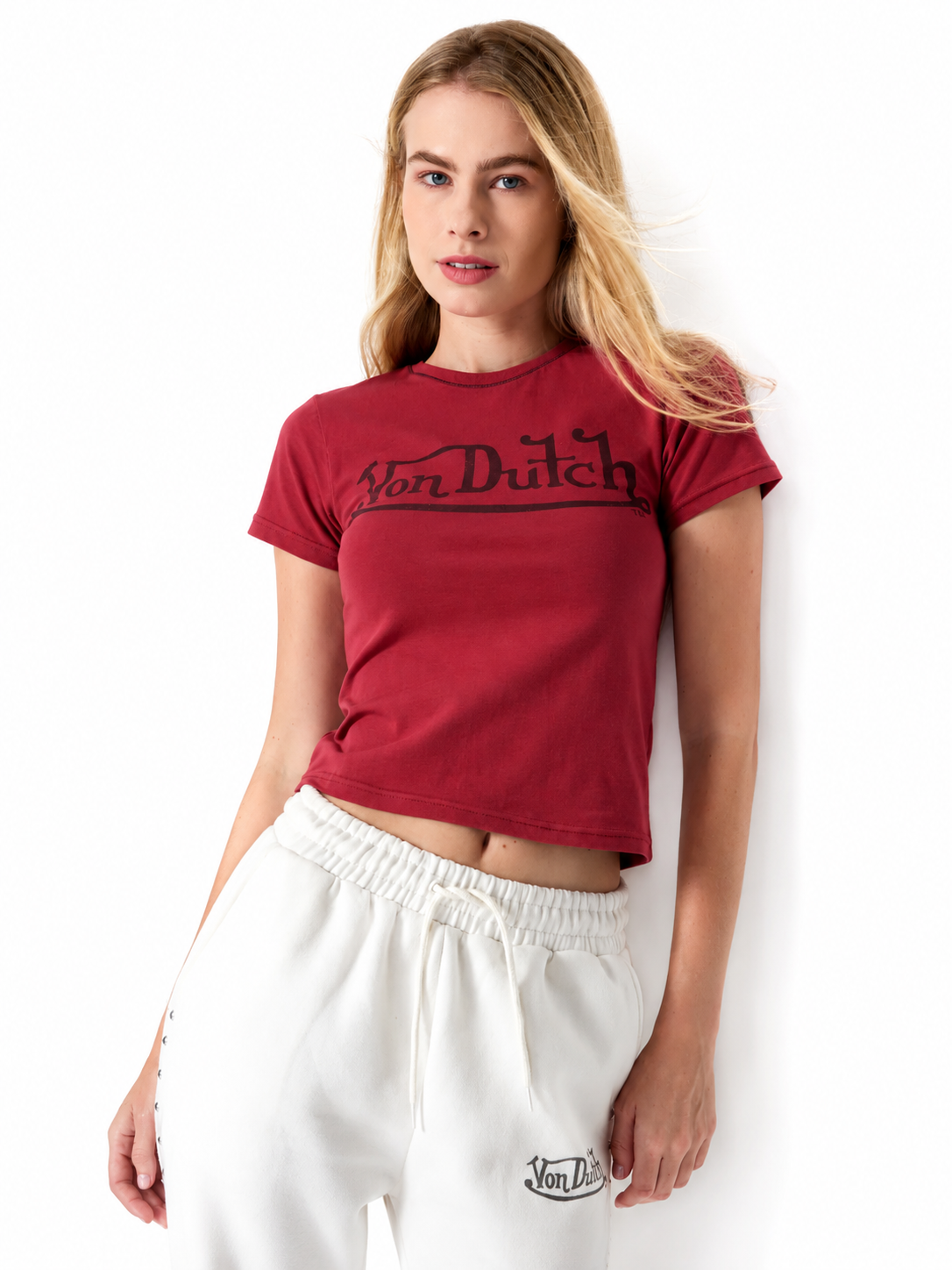 Von Dutch CLASSIC TEE IN CLARET RED Color