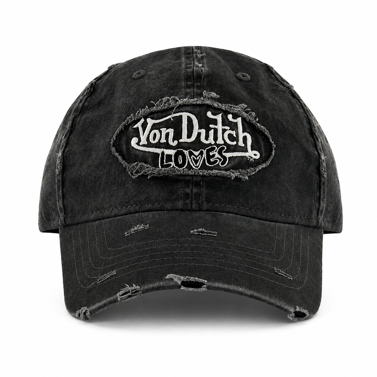 VON DUTCH LOVES BLACK DISTRESSED DAD HAT