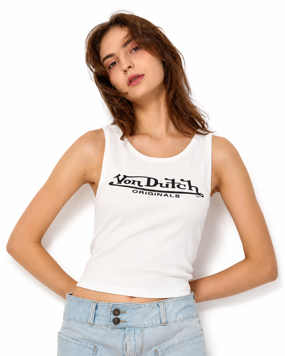 Von Dutch CLASSIC LOGO TANK TOP in WHITE