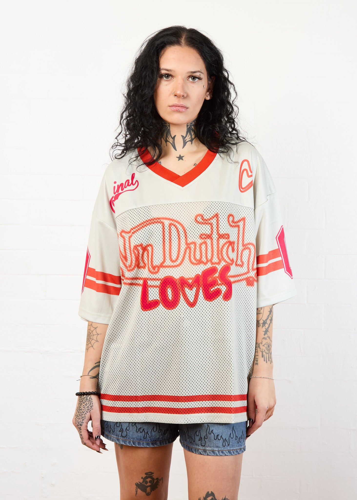CLASSIC LOVES AMERICAN FOOTBALL JERSEY IN PUTTY & ORANGE