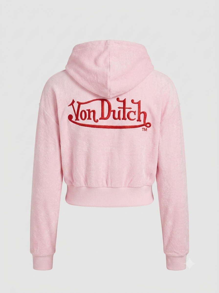 CALIFORNIA VELOUR CROPPED HOODIE (PINK)