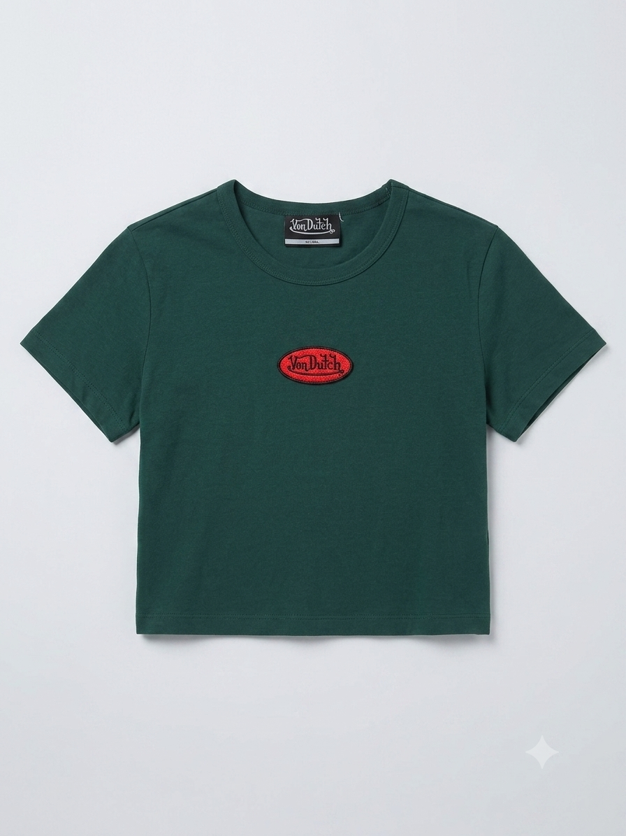 FOREST GREEN LOGO PATCH CROPPED TEE