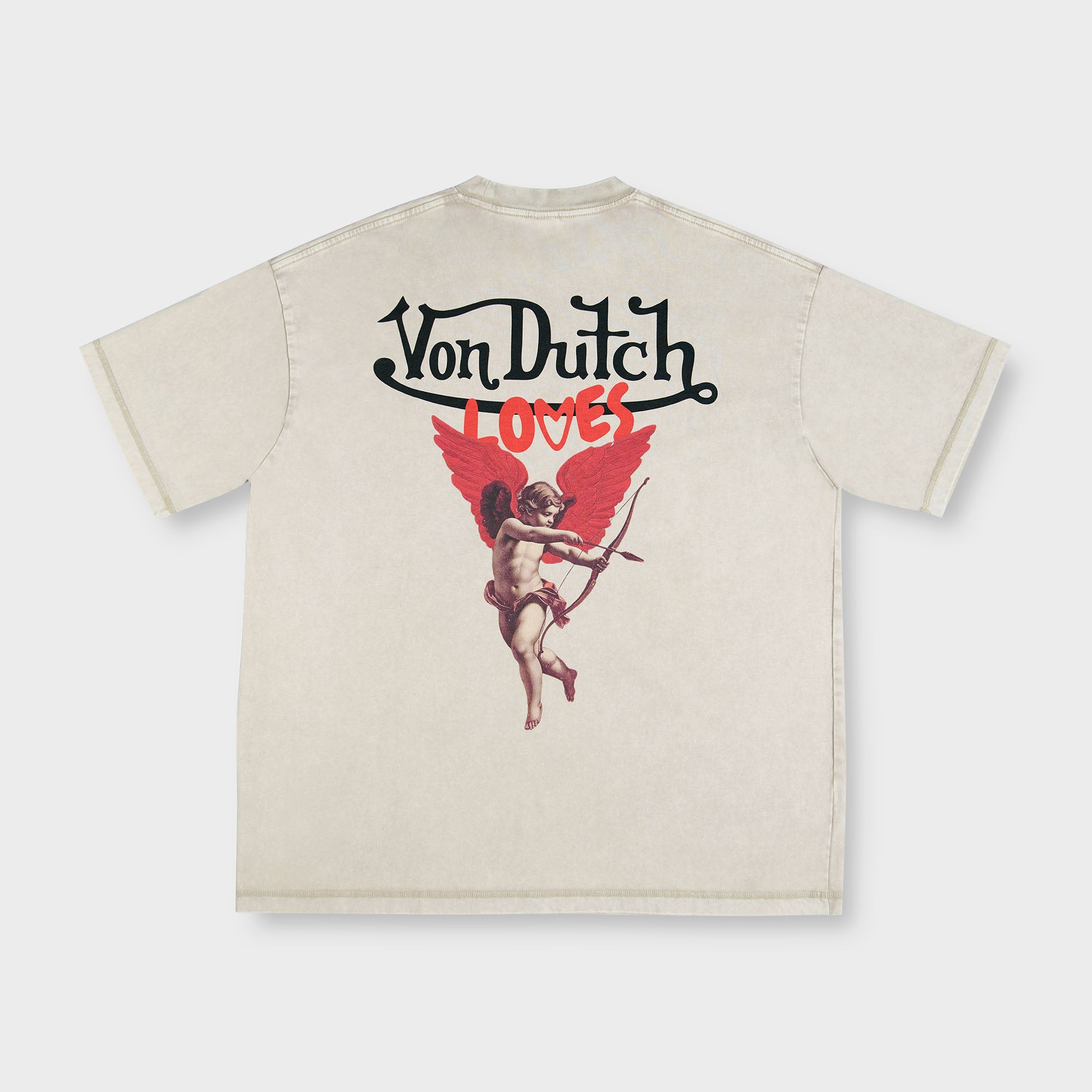 Von Dutch LOVES Angel Print Tshirt in BEIGE