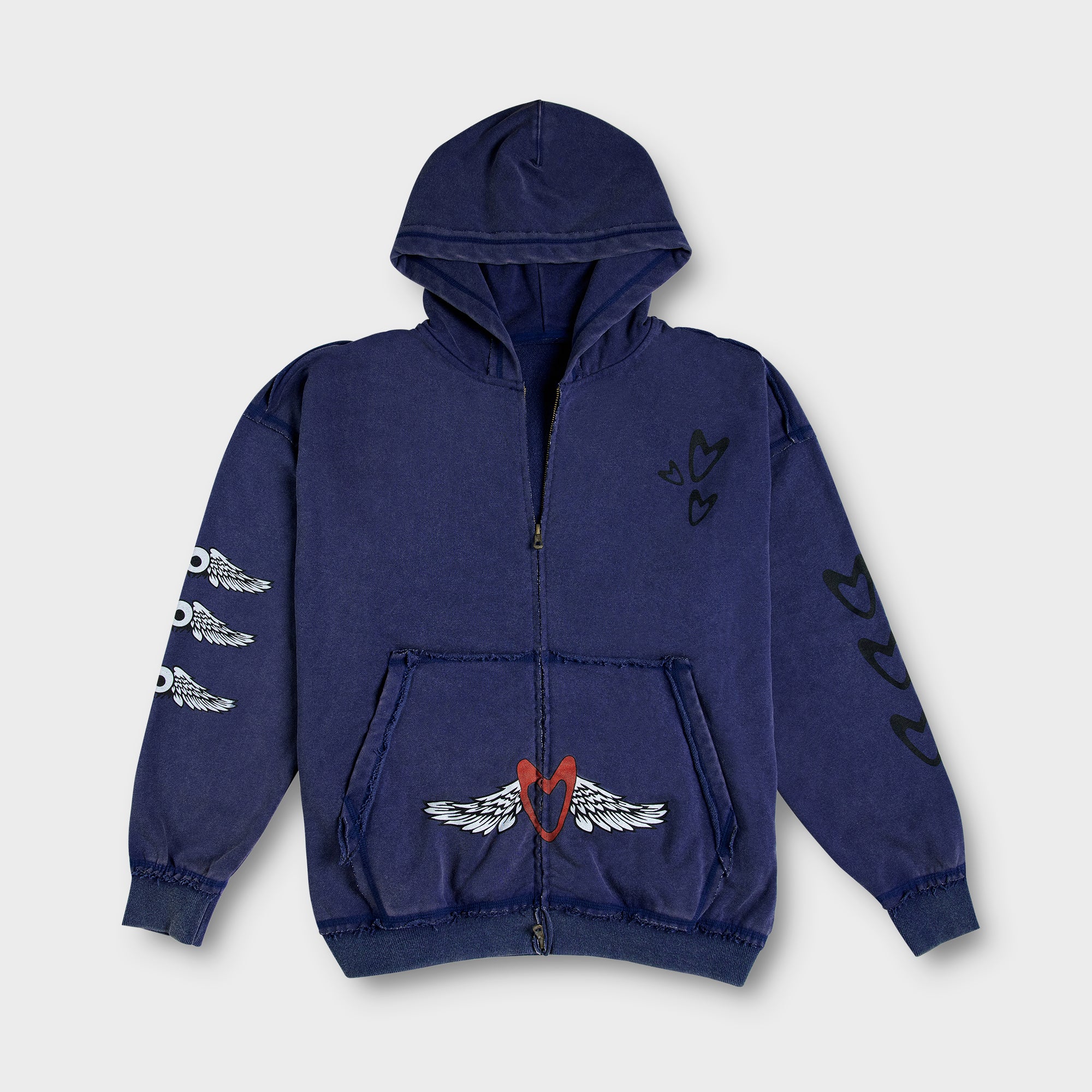 ZIP-UP FACE HOODIE (OVERSIZE NAVY)
