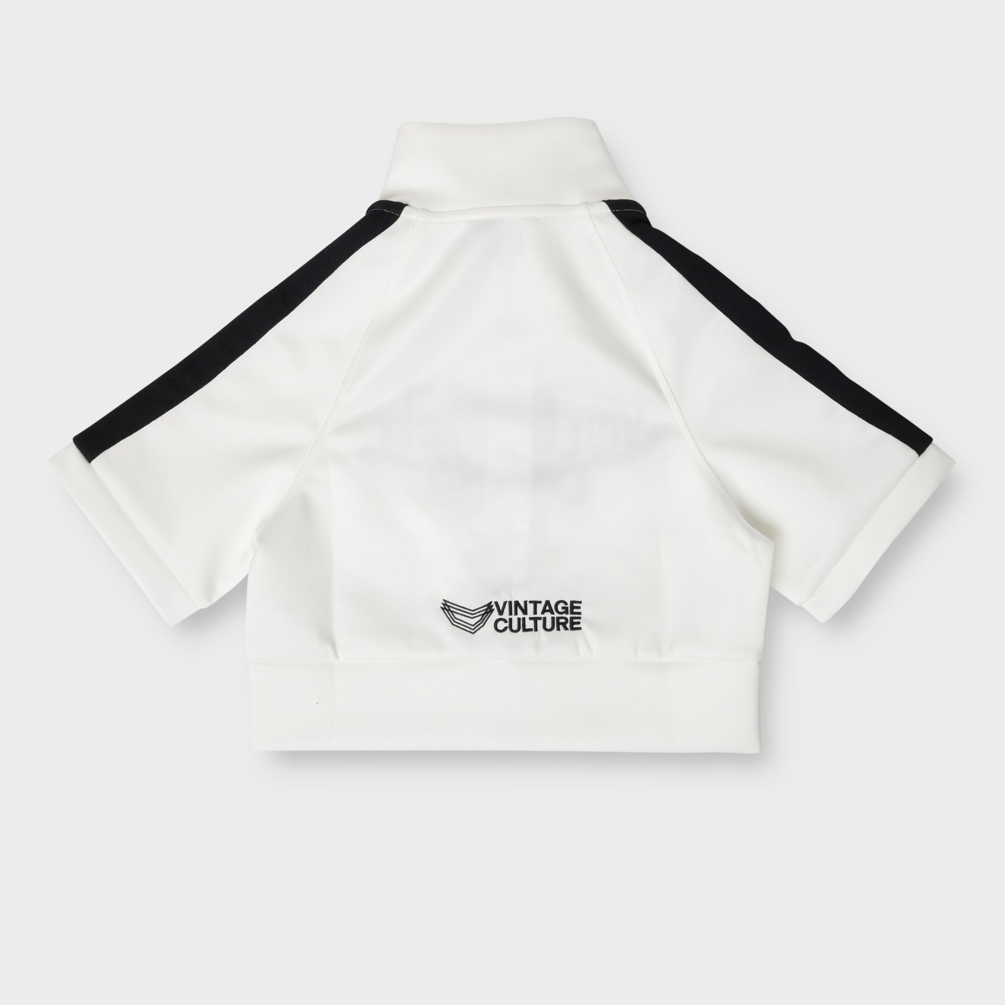 PRE-ORDER VINTAGE CULTURE X VON DUTCH LOVES HIGH NECK ZIP-UP TOP (WHITE)