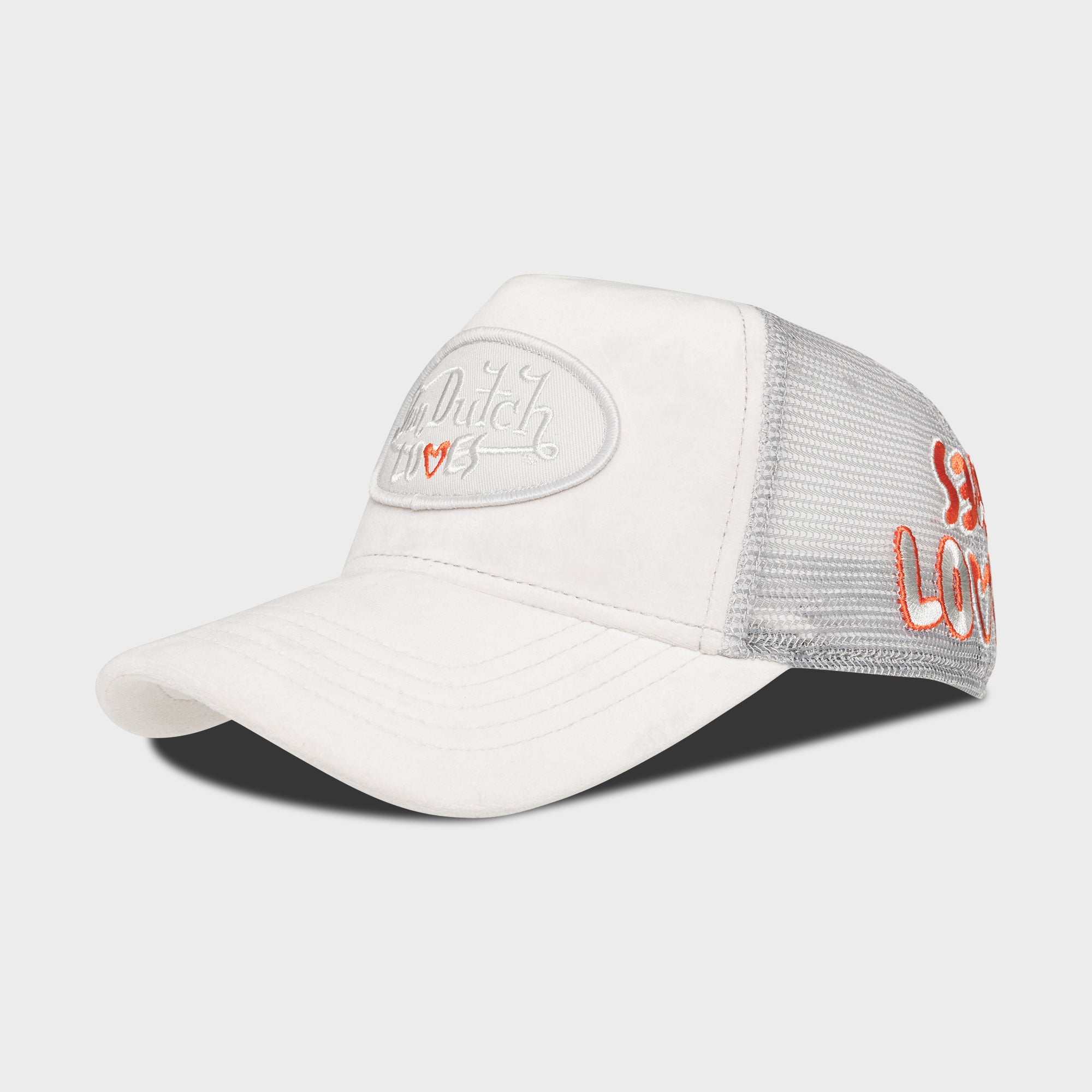VON DUTCH LOVES SMALL HEART GREY VELVET Trucker Hat