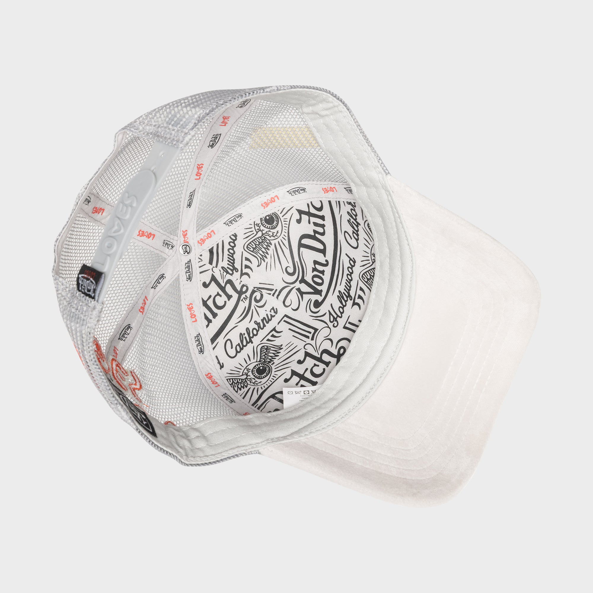 VON DUTCH LOVES SMALL HEART GREY VELVET Trucker Hat