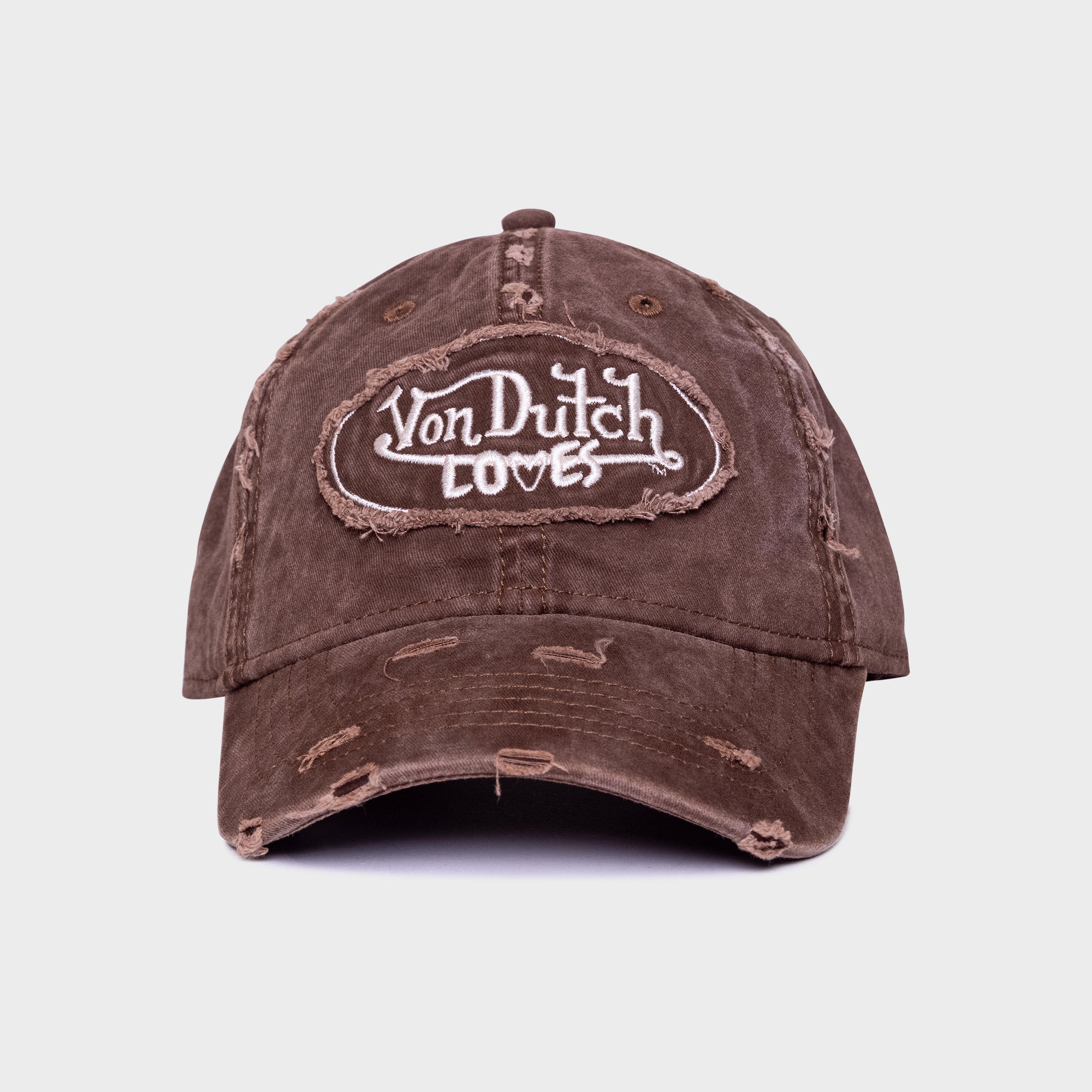 VON DUTCH LOVES BROWN DISTRESSED DAD HAT