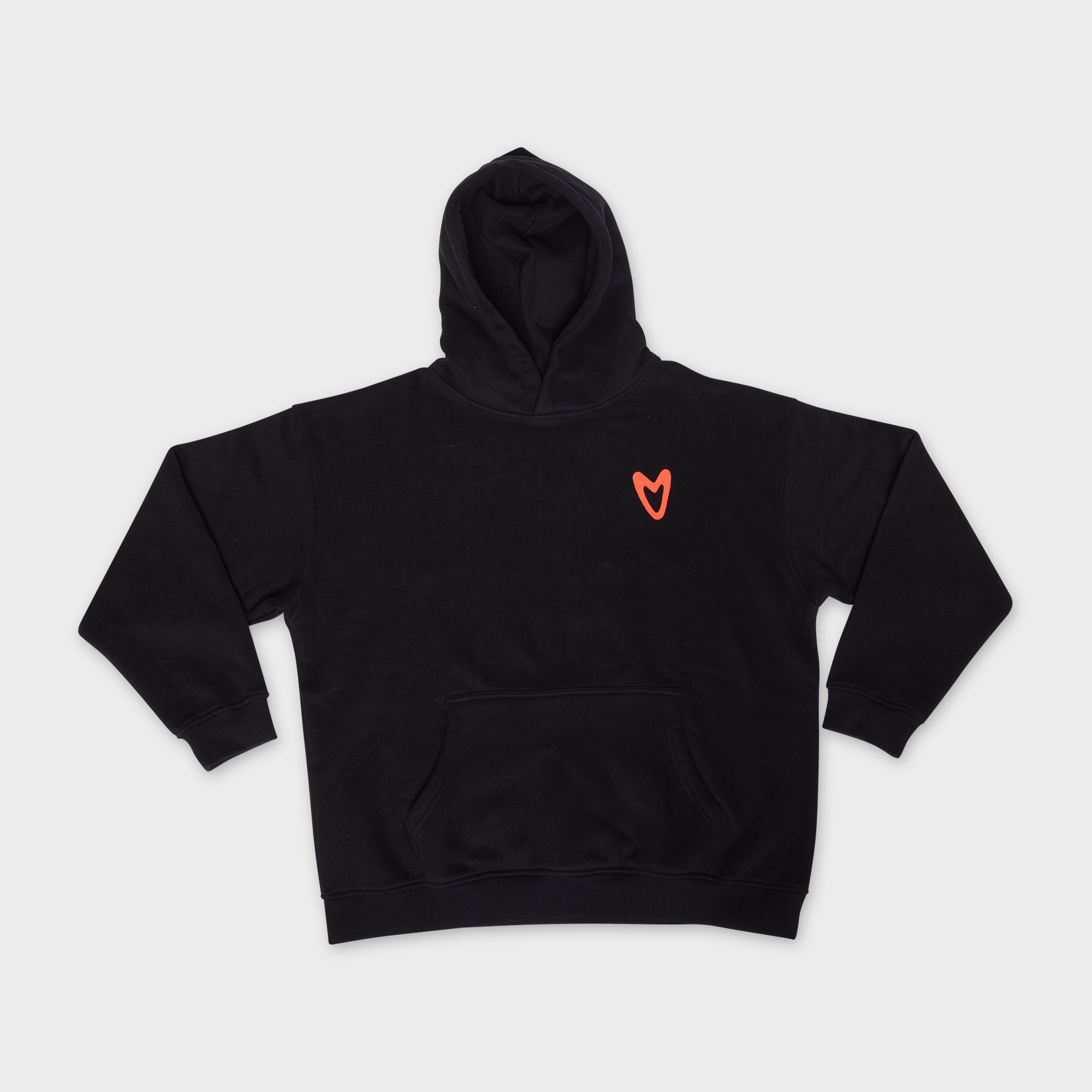 Von Dutch loves OVERSIZED HEART BLACK COTTON HOODIE