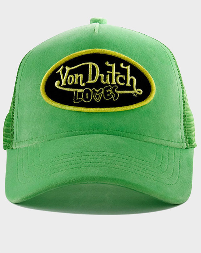 GREEN & YELLOW VELVET TRUCKER
