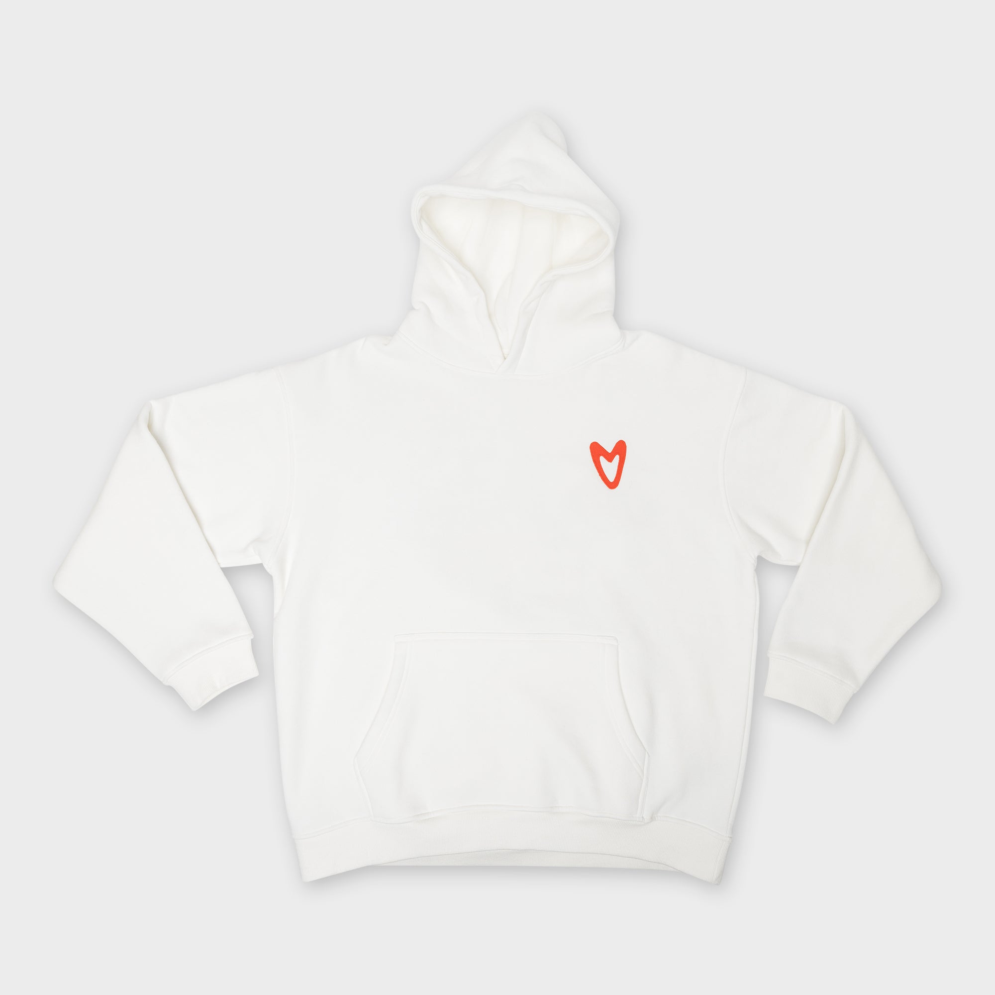 HEART WHITE COTTON HOODIE