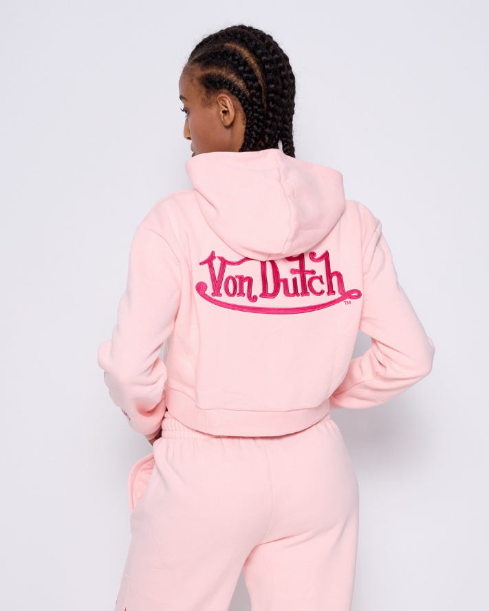 CROPPED BABY PINK HOODIE