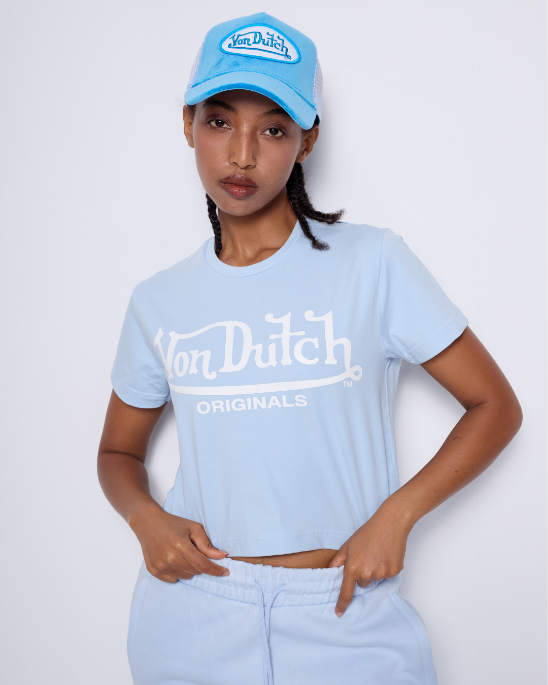 CROPPED BLUE BABY TEE (ORIGINALS LOGO)