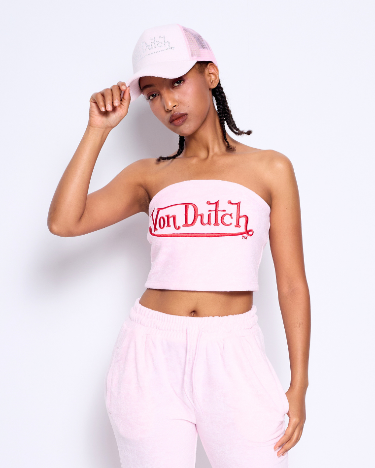 CALIFORNIA VELOUR PINK TUBE TOP
