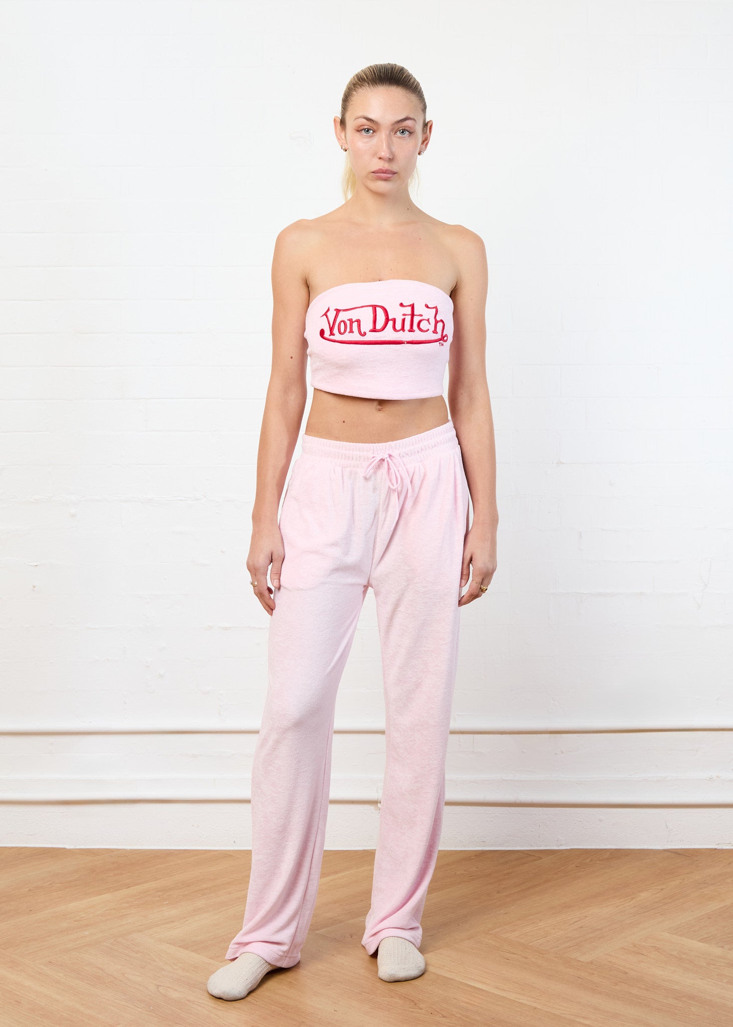 CALIFORNIA VELOUR JOGGING BOTTOMS (PINK)