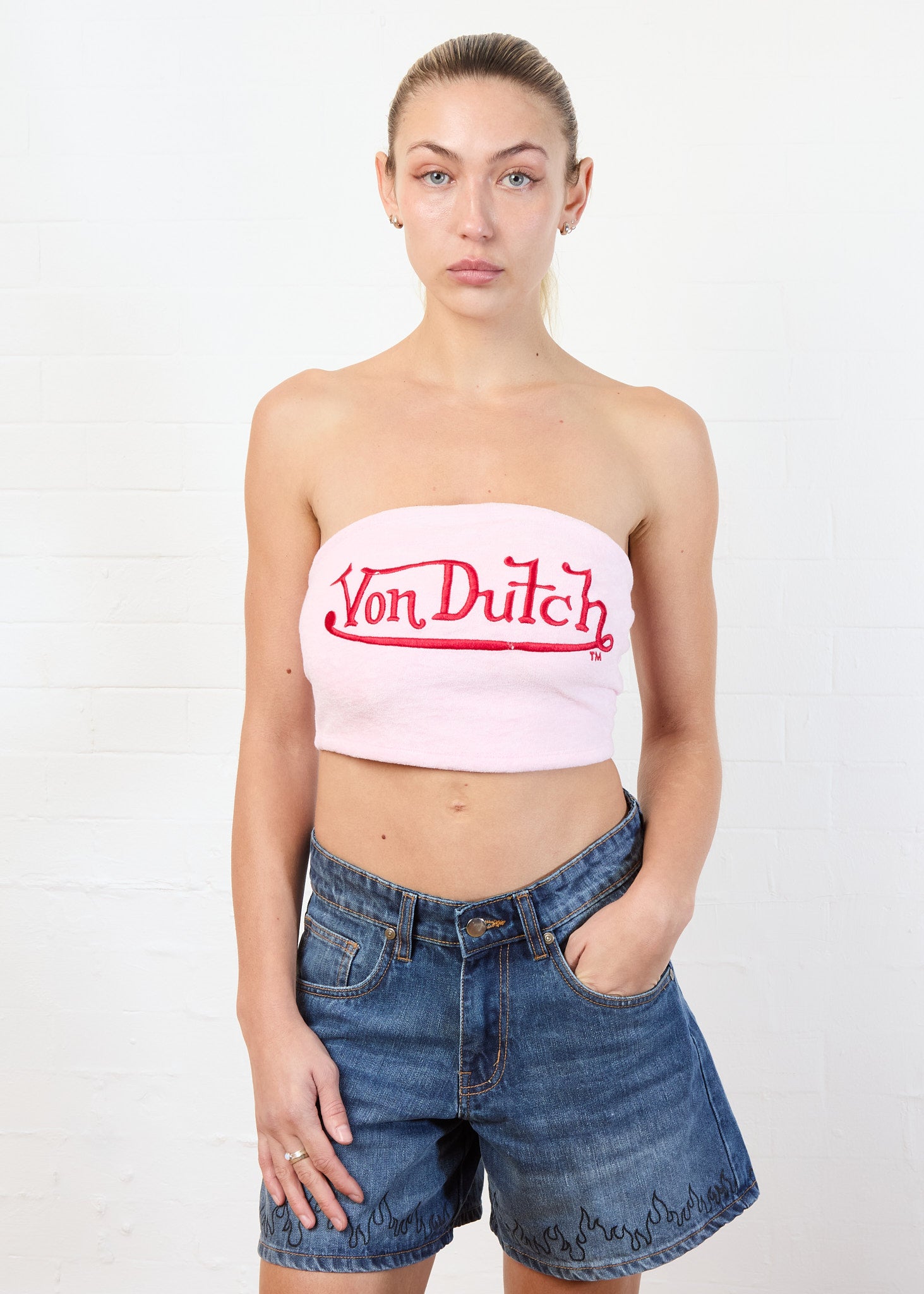 CALIFORNIA VELOUR TUBE TOP (PINK)