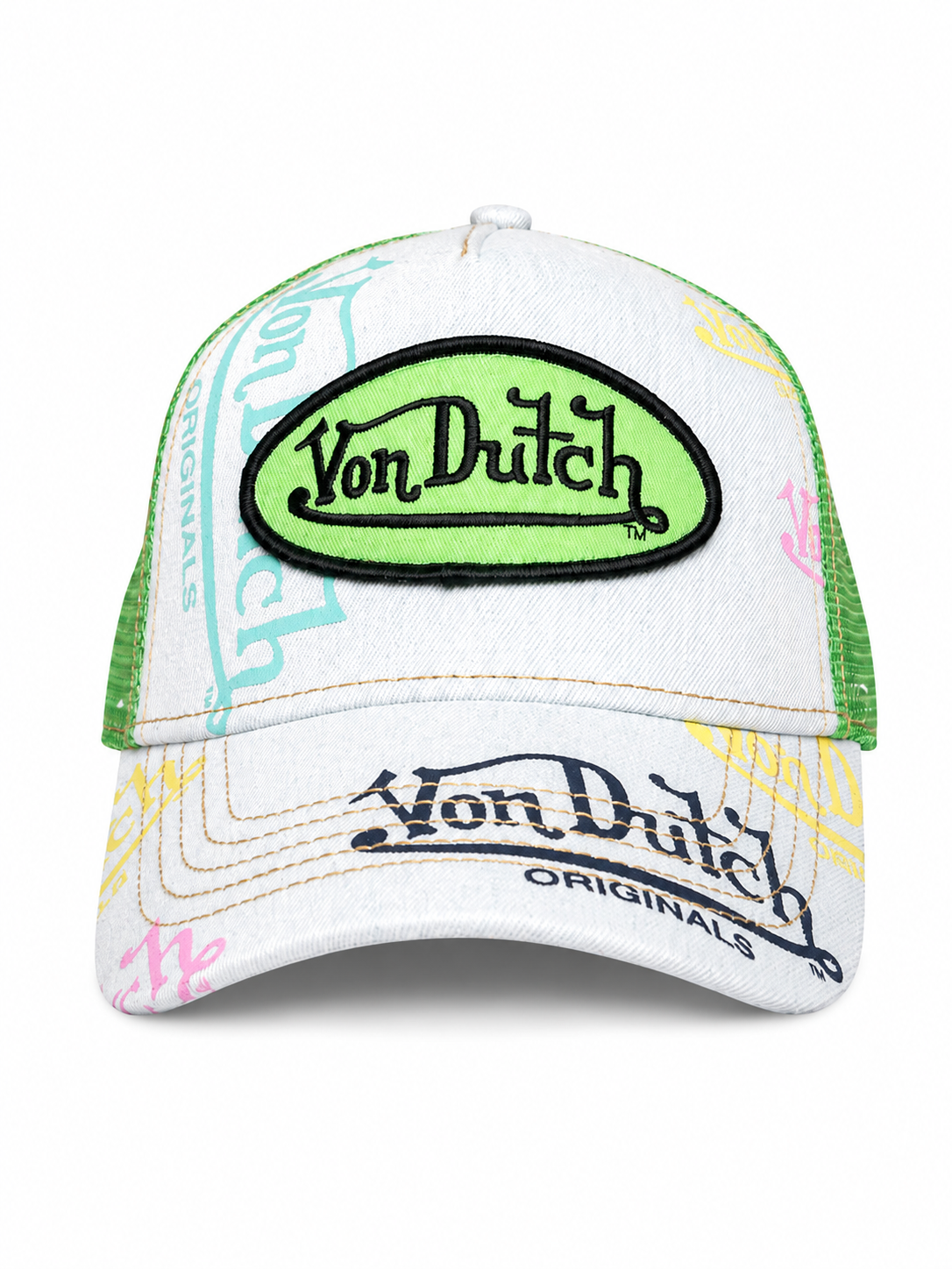 Von Dutch COASTAL BLUE/GREEN TAGGED TRUCKER HAT