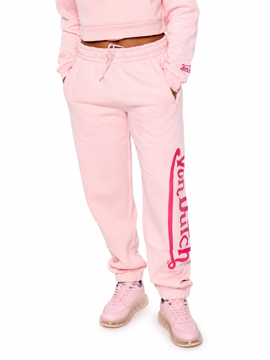 Von Dutch Logo CUFFED JOGGER BABY PINK