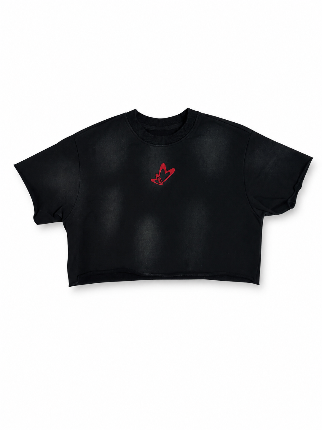 Von Dutch Loves Heart design CROPPED Tshirt In BLACK