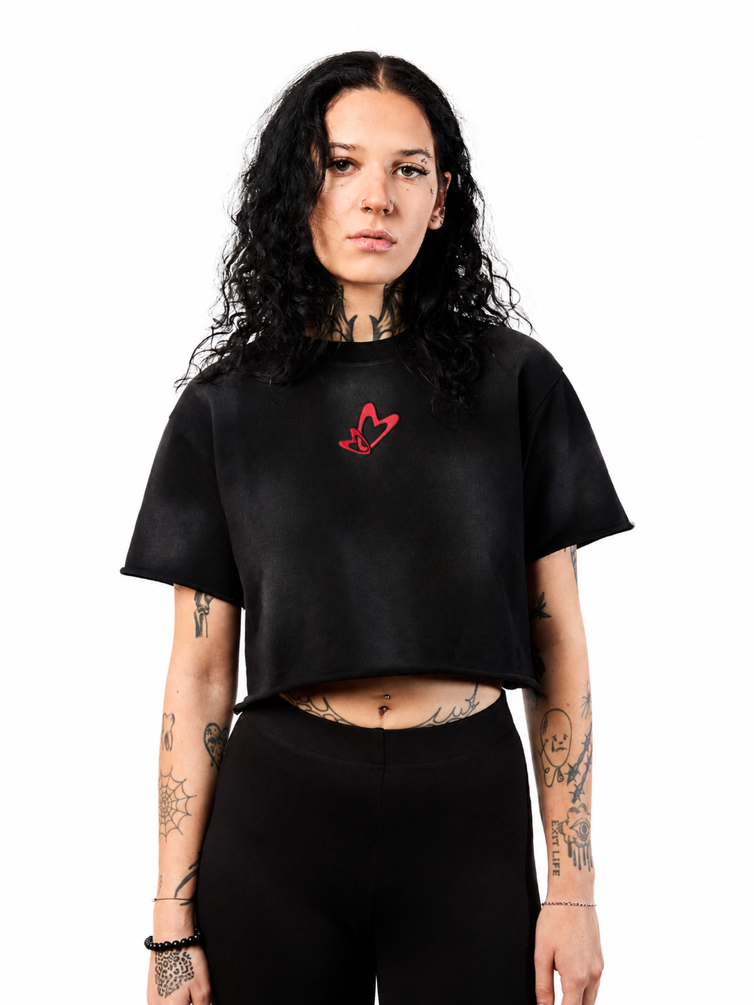 Heart design CROPPED TEE (BLACK)