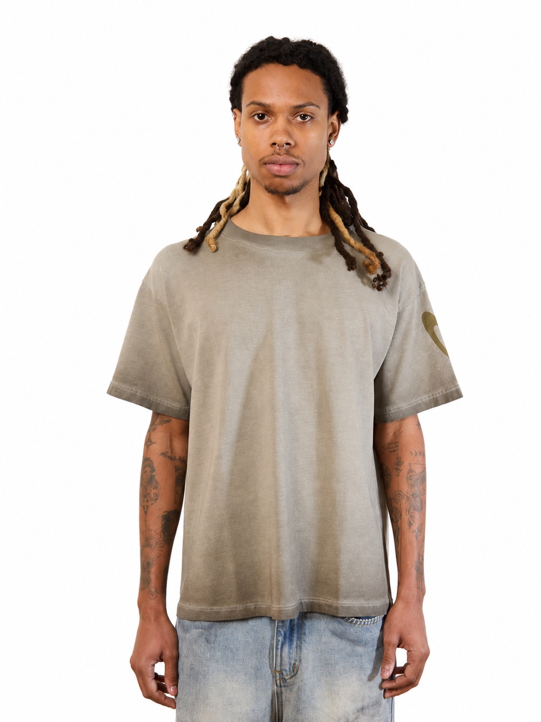 HEART ON SLEEVE TEE (STONE)
