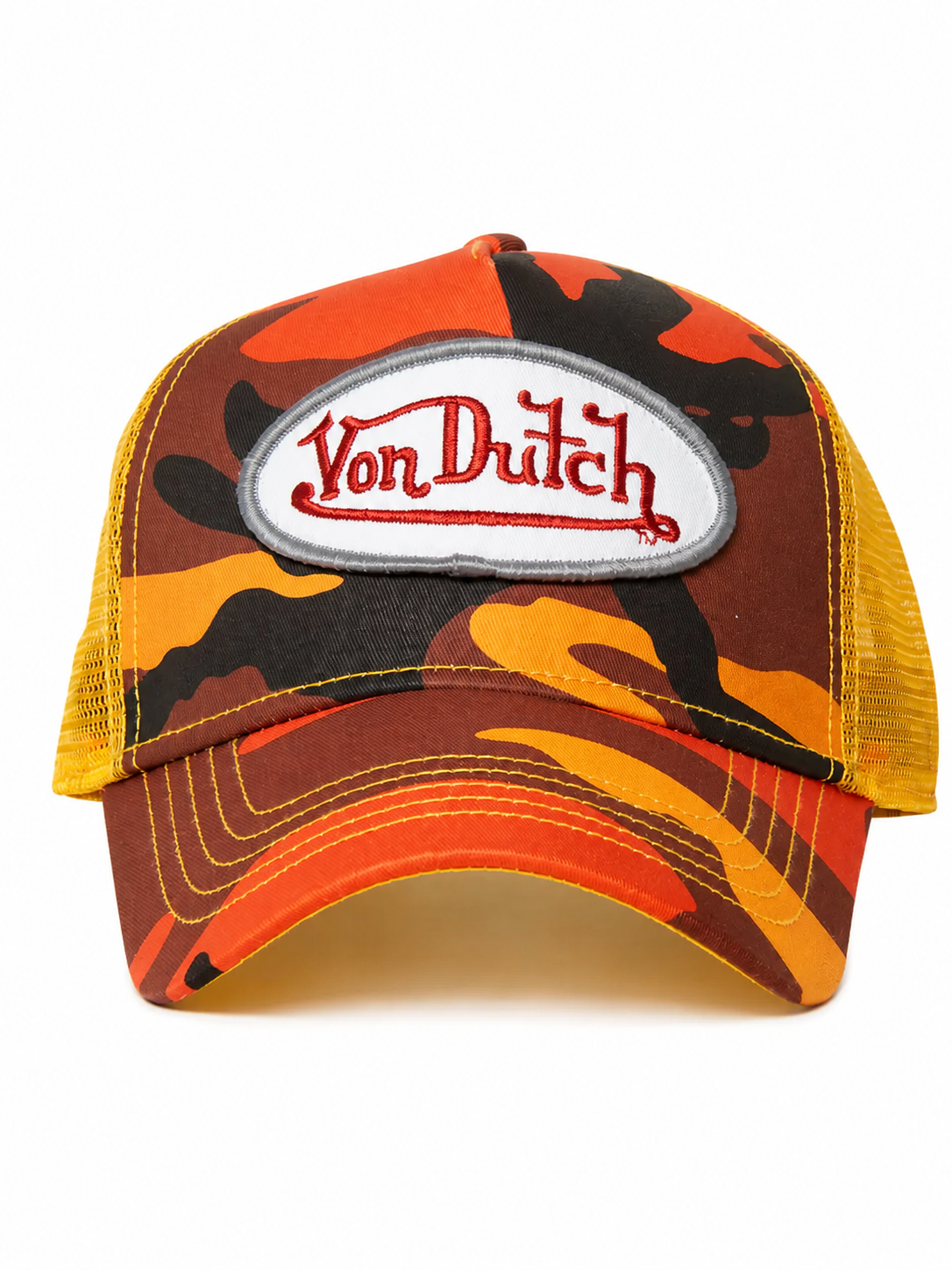 Von dutch logo ORANGE CAMO TRUCKER HAT