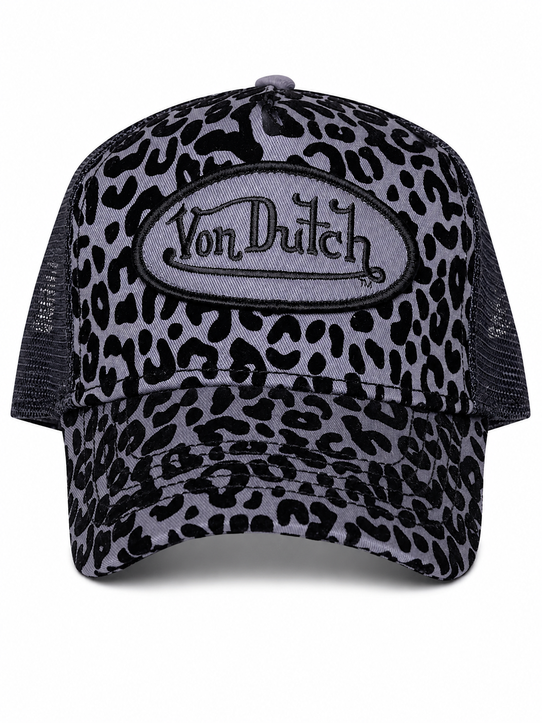 NAVY LEOPARD LOGO TRUCKER