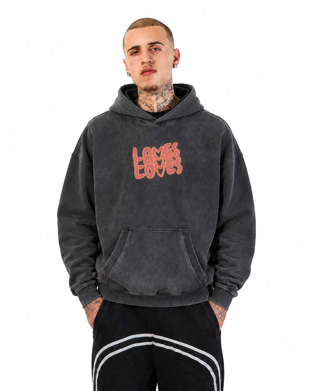 Von Dutch Loves THREE LOVES COTTON BLACK HOODIE
