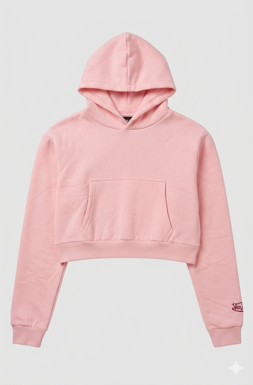 CROPPED BABY PINK HOODIE