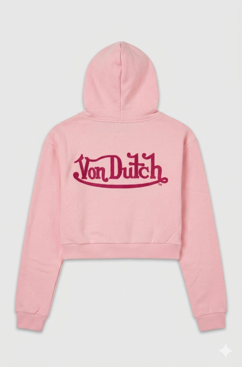 CROPPED BABY PINK HOODIE