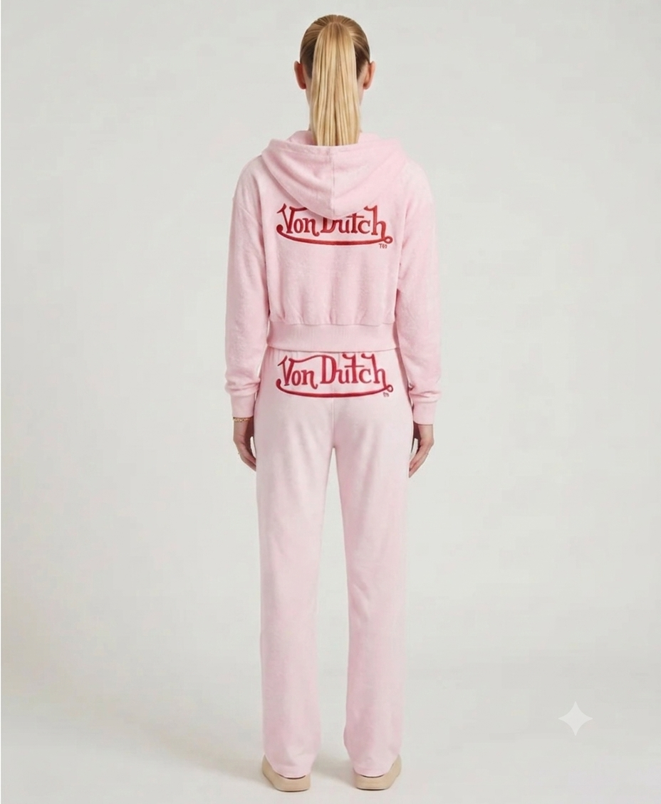 CALIFORNIA VELOUR CROPPED HOODIE (PINK)