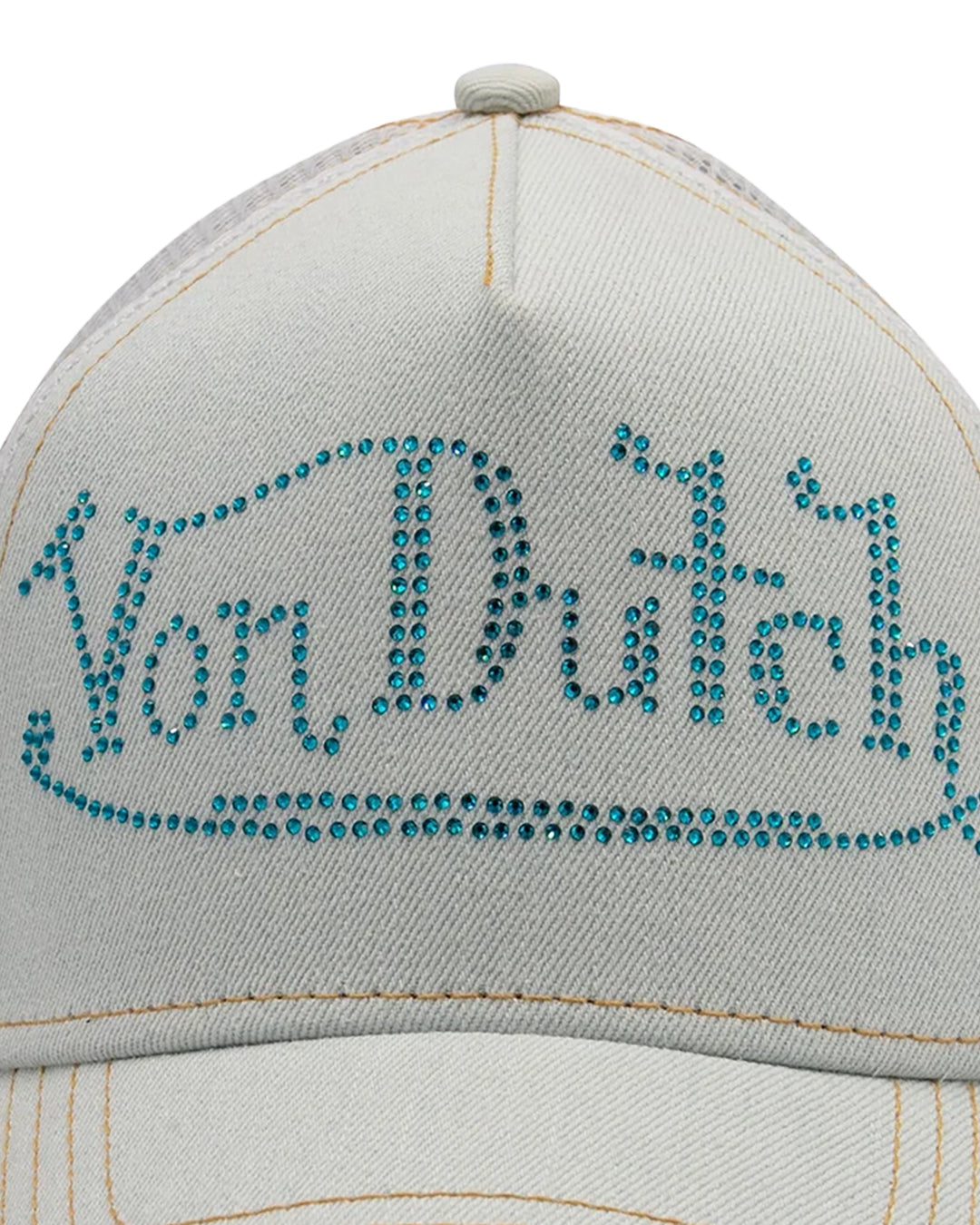 Von Dutch BLING TRUCKER HAT in Pale Bleach Denim