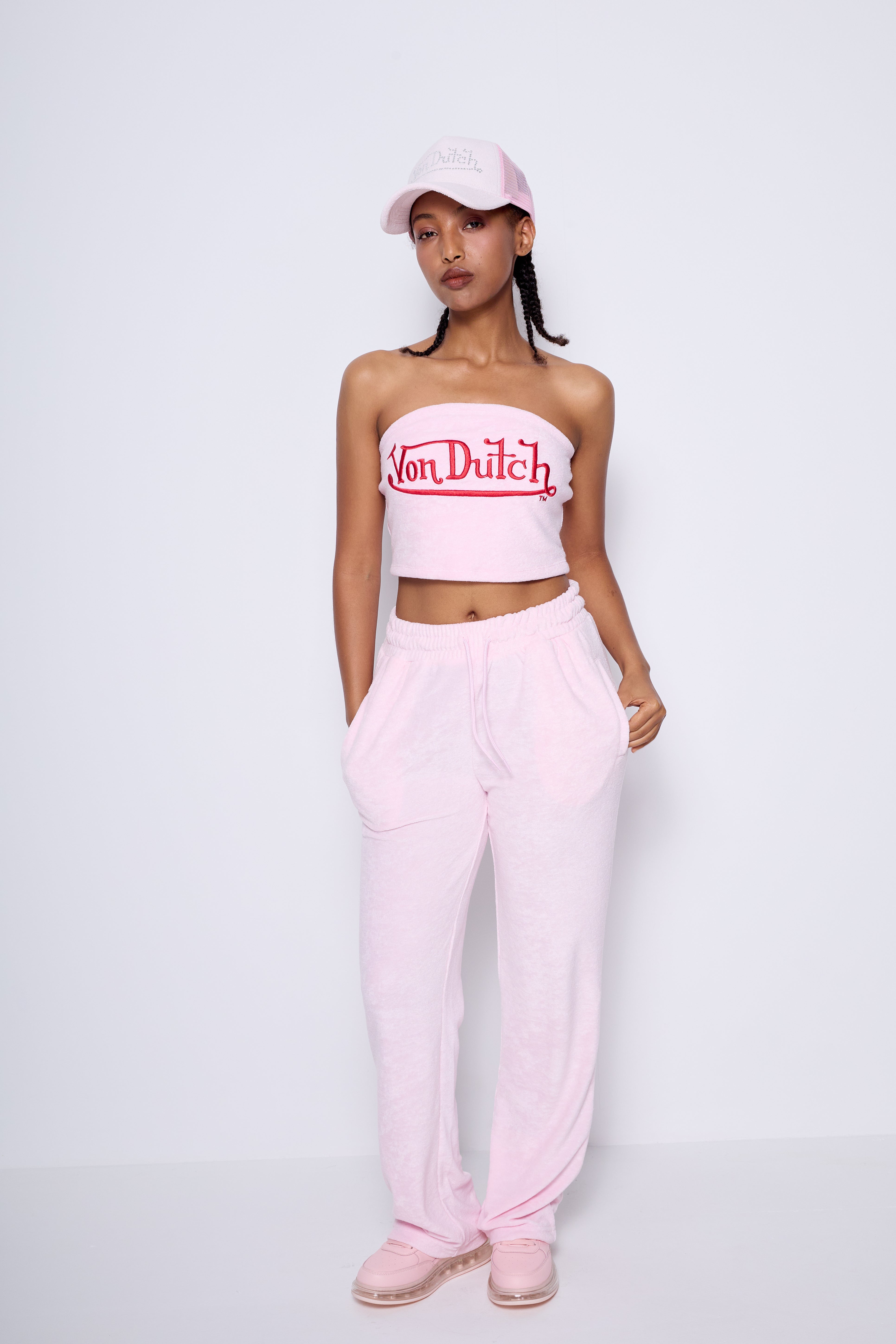 CALIFORNIA VELOUR PINK TUBE TOP