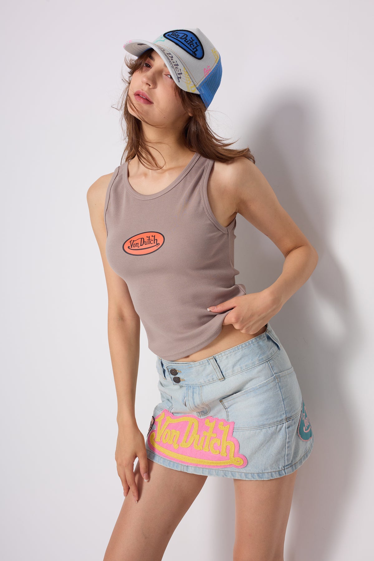 Von Dutch WASHED DENIM PATCH SKIRT