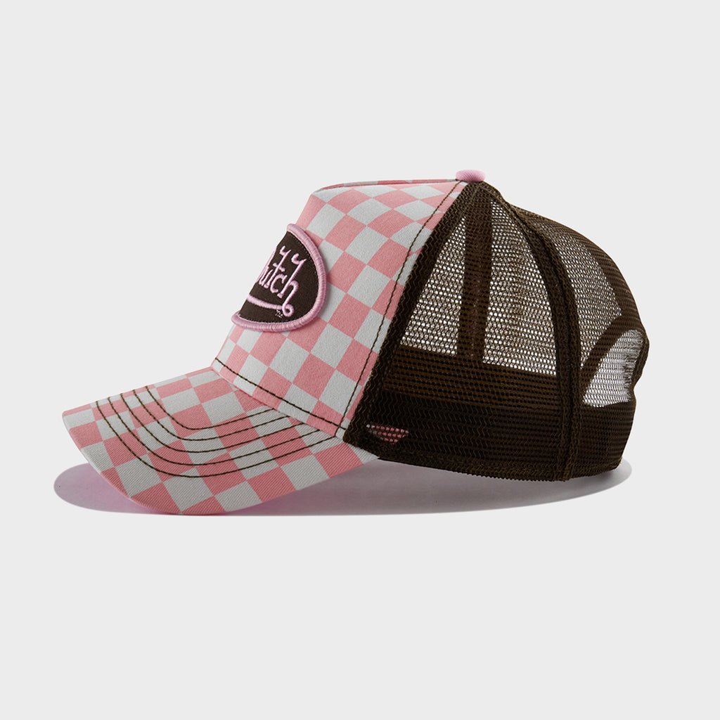 CLASSIC TRUCKER IN PINK CHEQUERBOARD