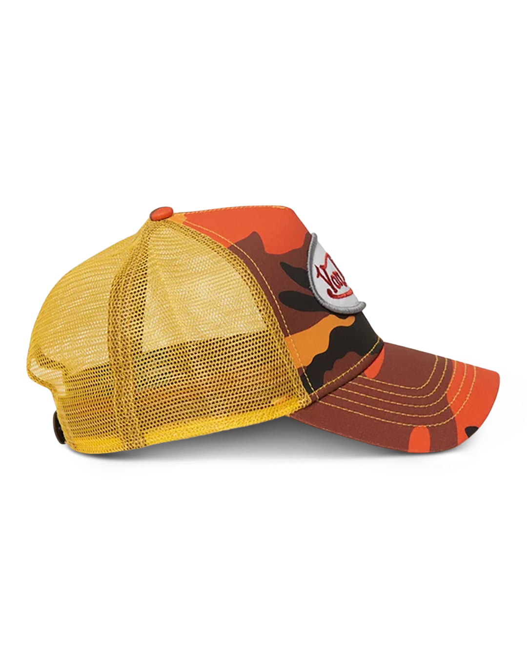 Von Dutch logo ORANGE CAMO TRUCKER HAT