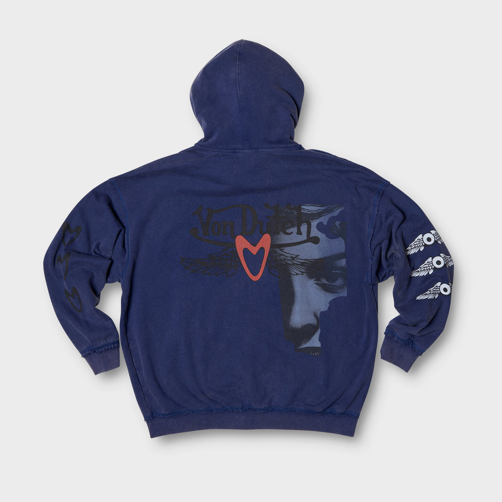 ZIP-UP FACE HOODIE (NAVY)