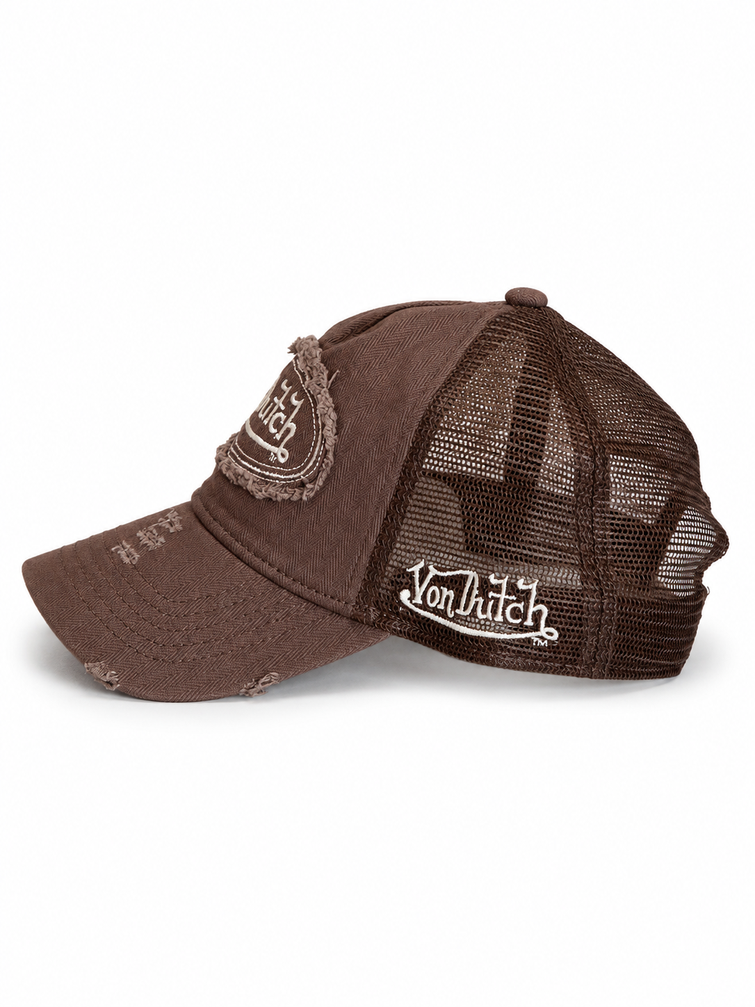 Von Dutch DISTRESSED DENIM BROWN Trucker Hat