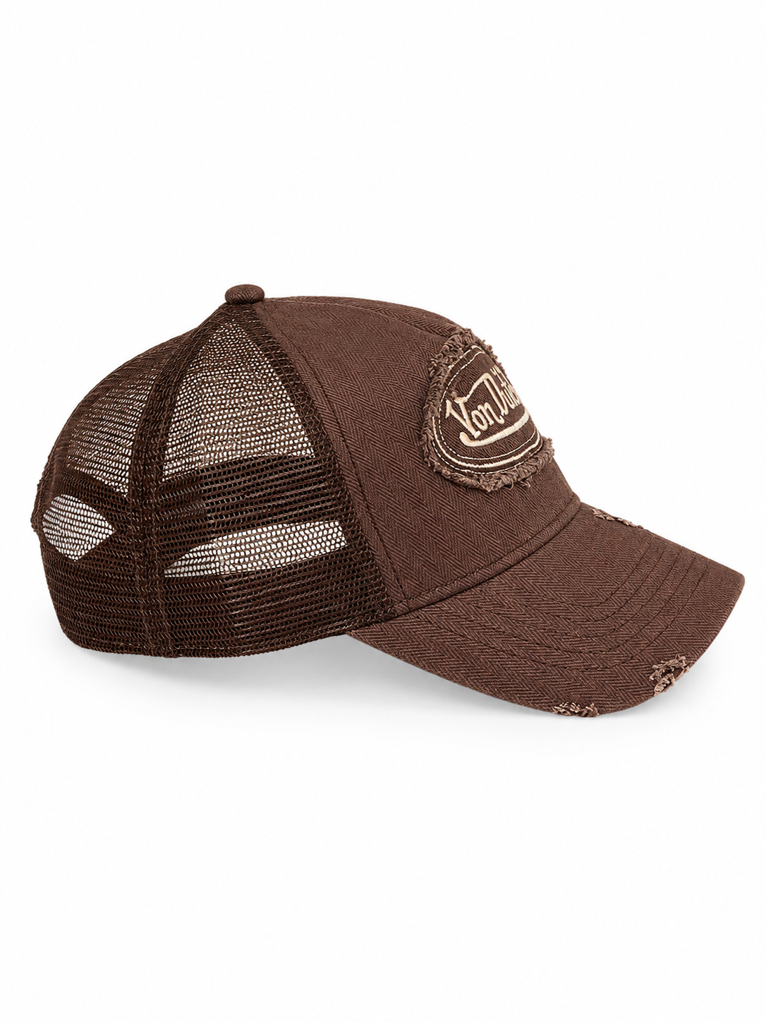 Von Dutch DISTRESSED DENIM BROWN Trucker Hat