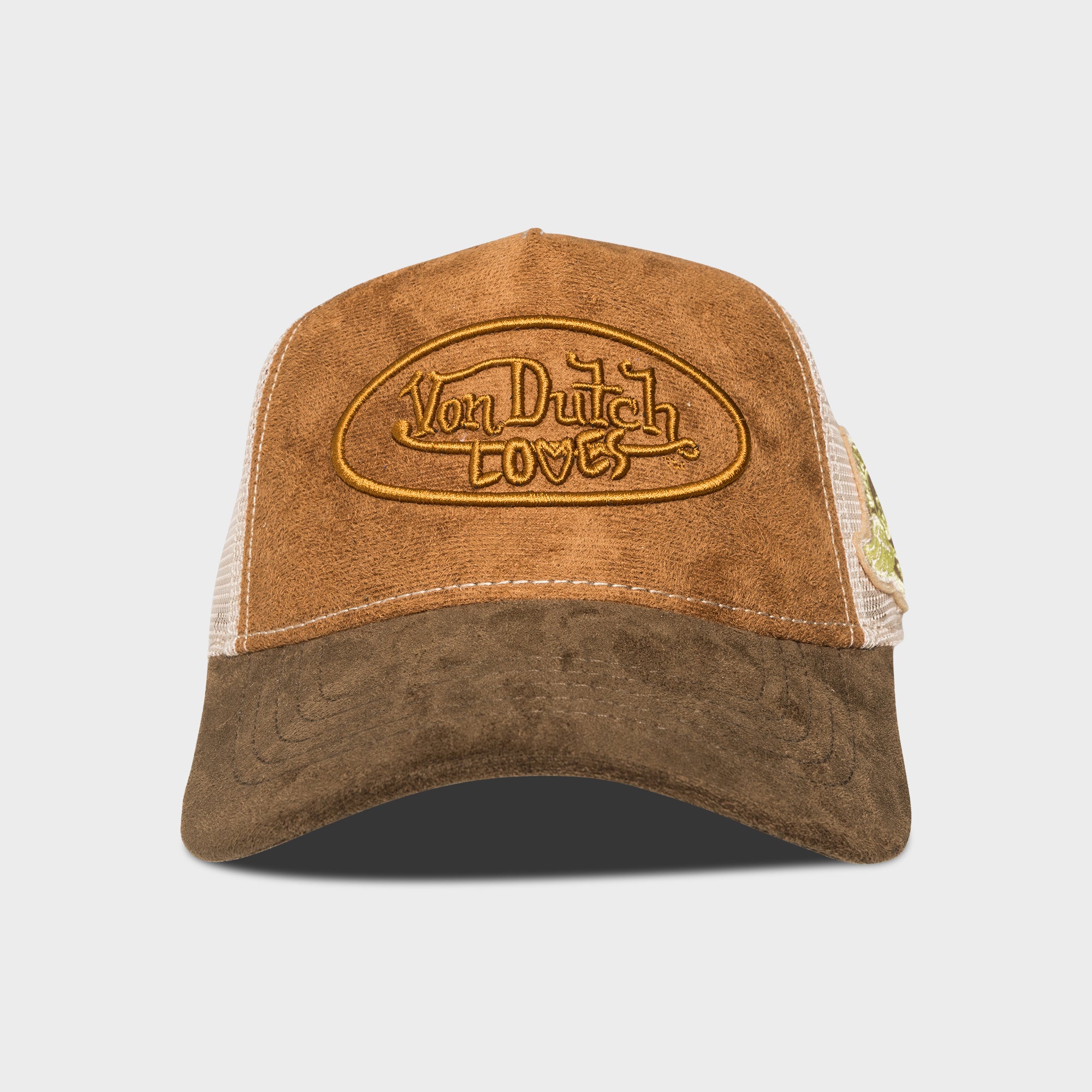 BROWN ON BROWN FAUX SUEDE SIDE PATCH