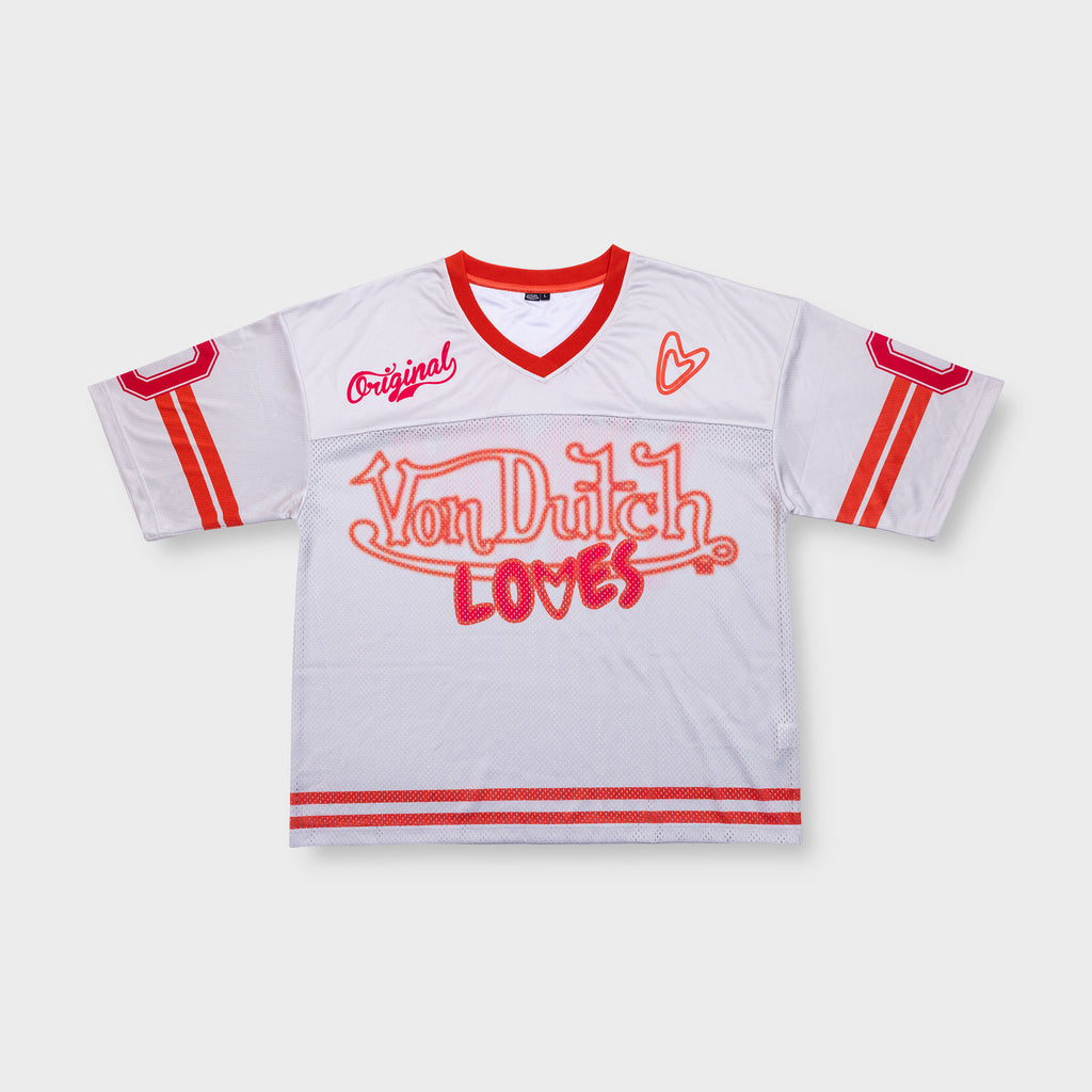 CLASSIC LOVES AMERICAN FOOTBALL JERSEY IN PUTTY & ORANGE