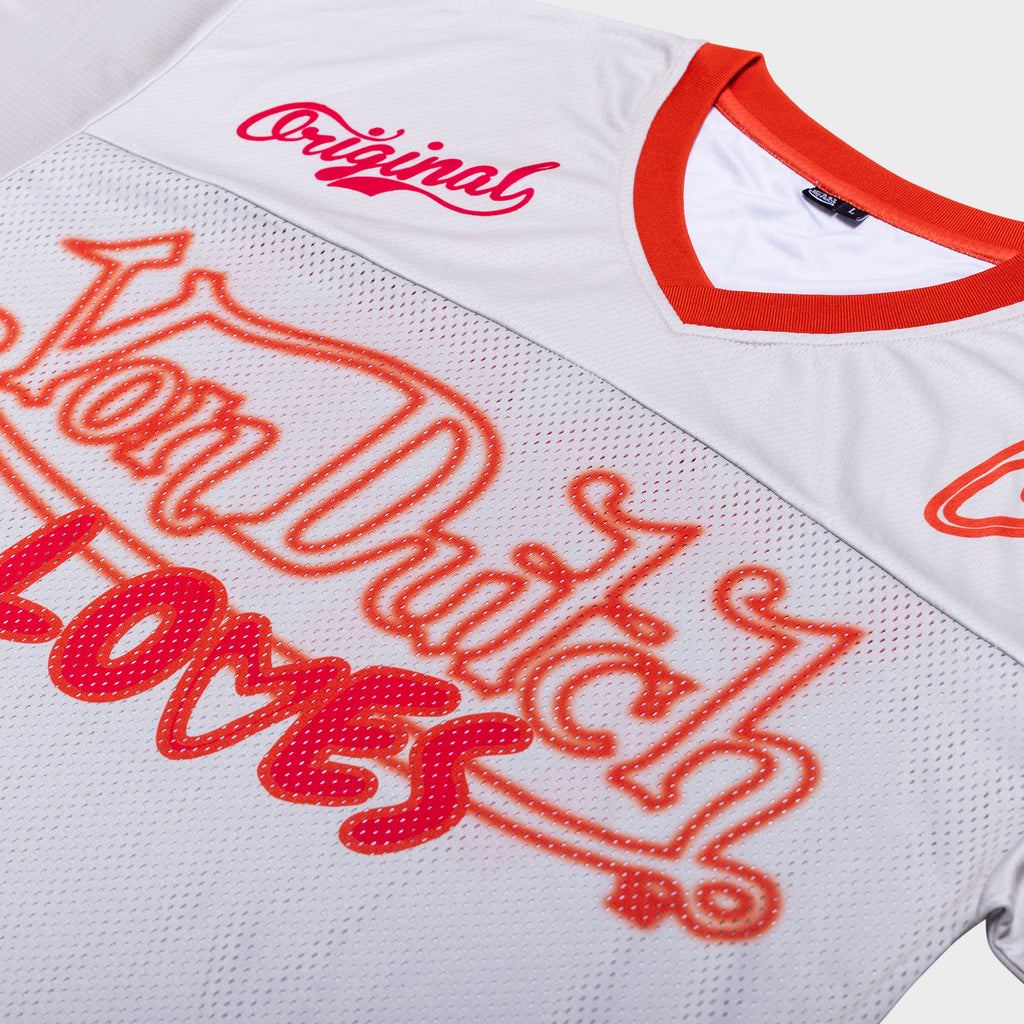 CLASSIC LOVES AMERICAN FOOTBALL JERSEY IN PUTTY & ORANGE